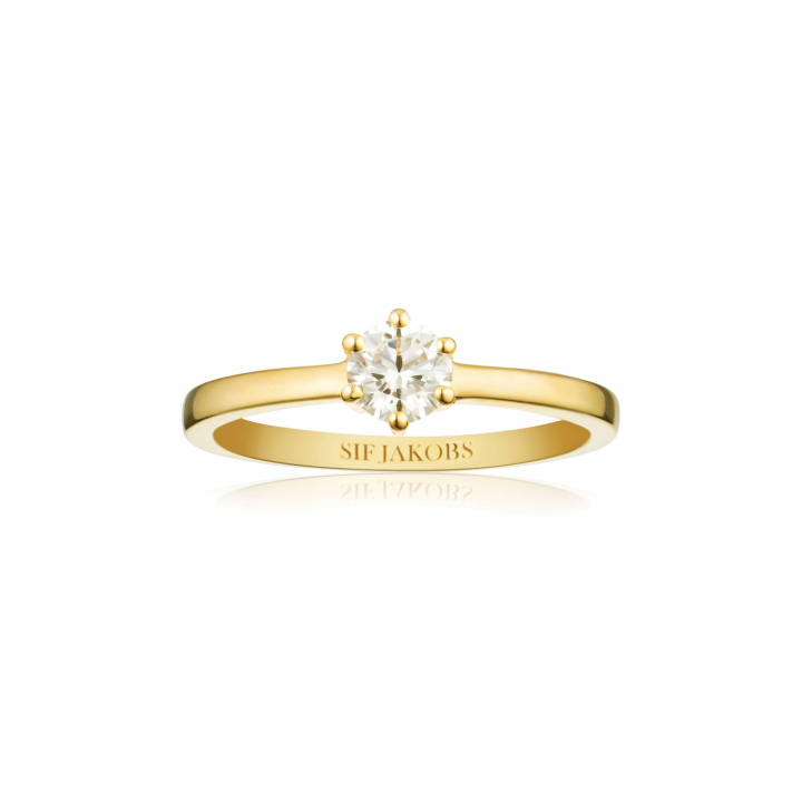 ELLERA UNO PIANURA GRANDE Ring Vita Zirkoner Guld i gruppen Ringe / Guldringe hos SCANDINAVIAN JEWELRY DESIGN (SJ-R42283-CZ-YG)