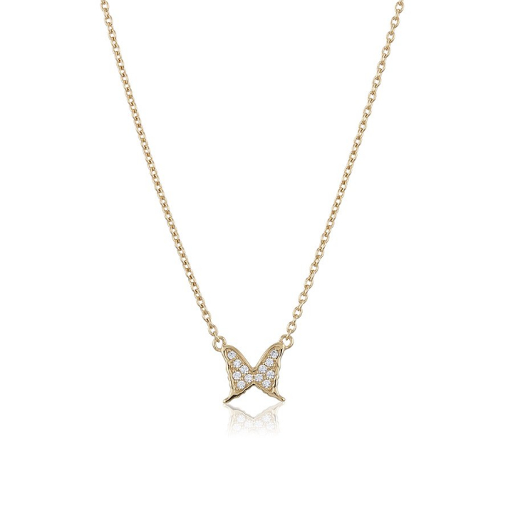 Petite papillion sparkling Necklace Gold i gruppen Halskæde / Guldhalskæde hos SCANDINAVIAN JEWELRY DESIGN (gp124)