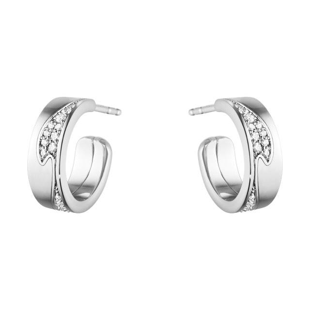 FUSION SMALL Ørering Hvidguld PAVÉ 0.18 CT