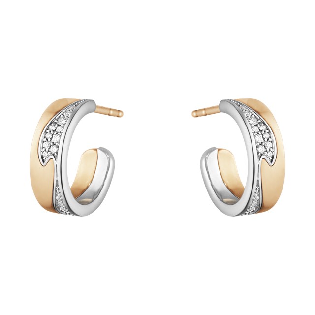 FUSION SMALL Ørering Roséguld Hvidguld PAVÉ 0.18 CT