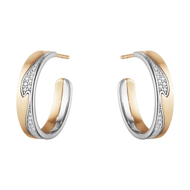 FUSION LARGE Ørering Roséguld Hvidguld PAVÉ 0.21 ct