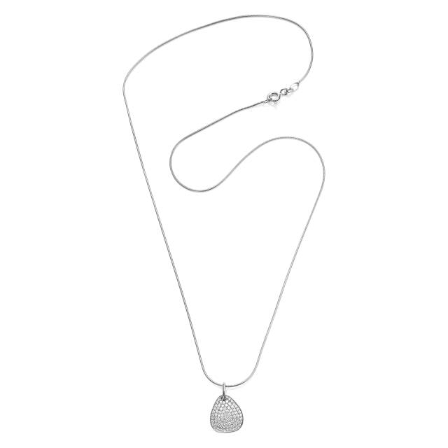 Little Rose Petal & Stars Vedhæng Hvidguld