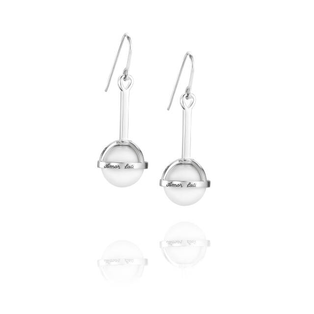 Amor Fati Globe - White Agate Ørering Sølv