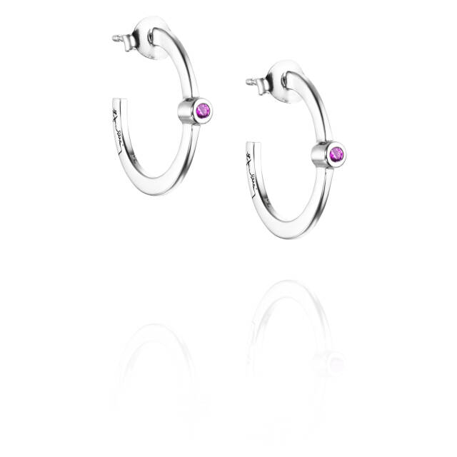 Micro Blink Hoops - Pink Sapphire Ørering Sølv