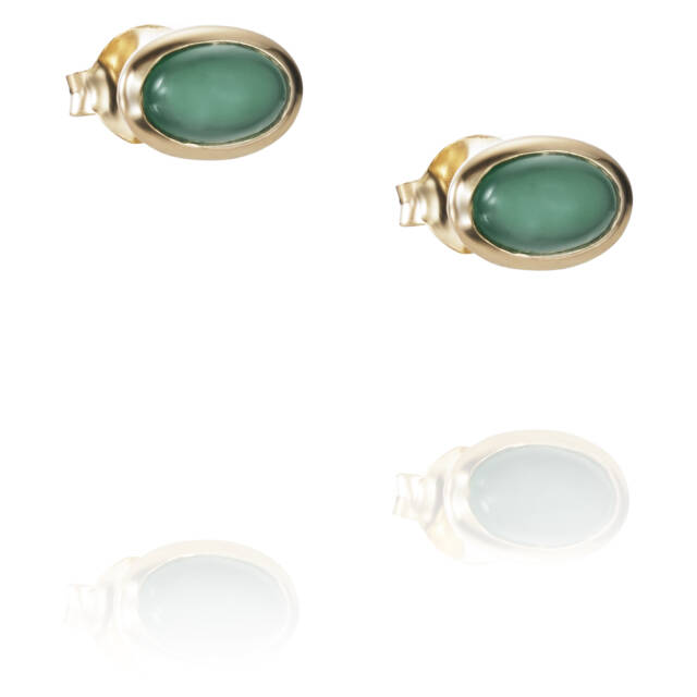 Love Bead - Green Agate Ørering Guld