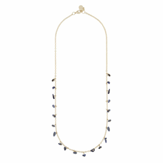 Capri stone charm neck gold blue 45 cm