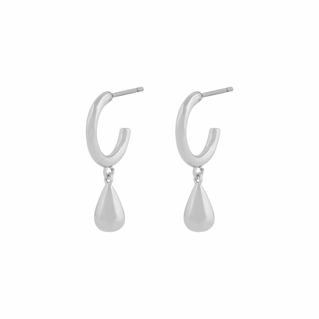 Gina oval pendant ear Sølv