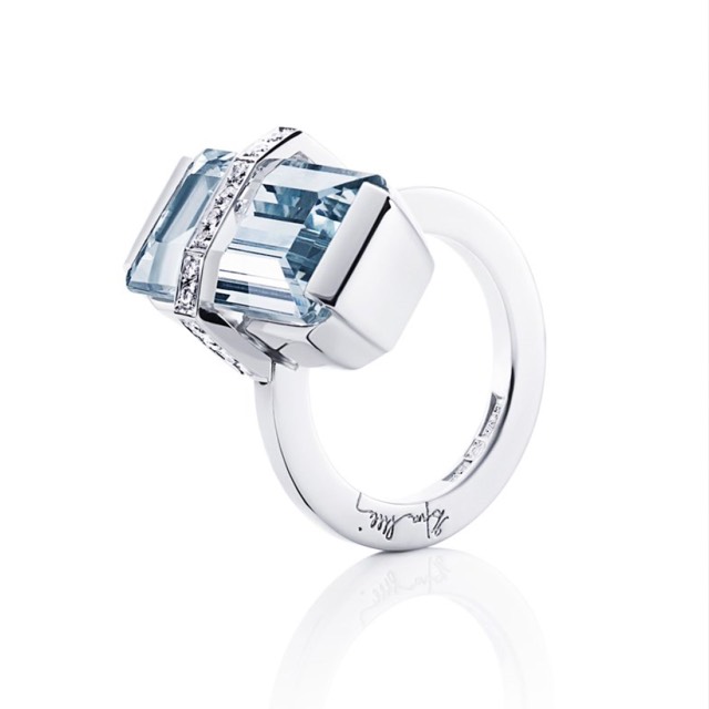 Bend Over - Aquamarine Ring Guld