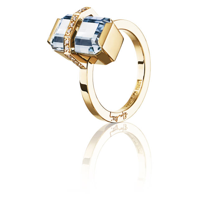 Little Bend Over - Aquamarine Ring Guld