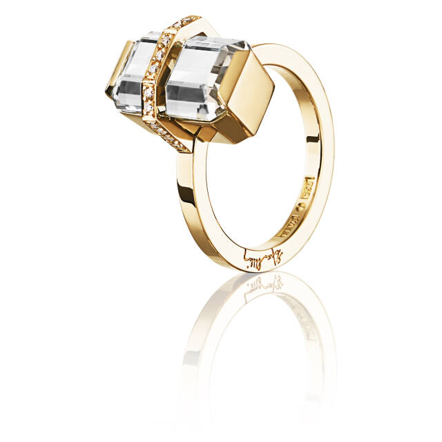 Little Bend Over - Crystal Quartz Ring Guld