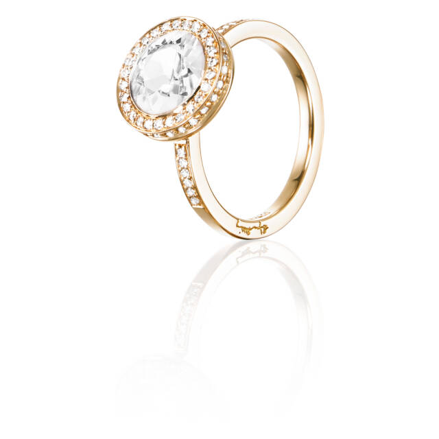 Halo - Crystal Quartz Ring Guld