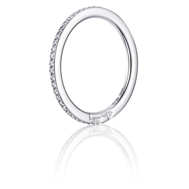 Love Bead & Stars Band Ring Hvidguld