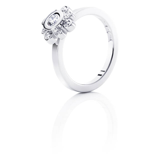 Sweet Hearts Crown 0.19 ct diamant Ring Hvidguld