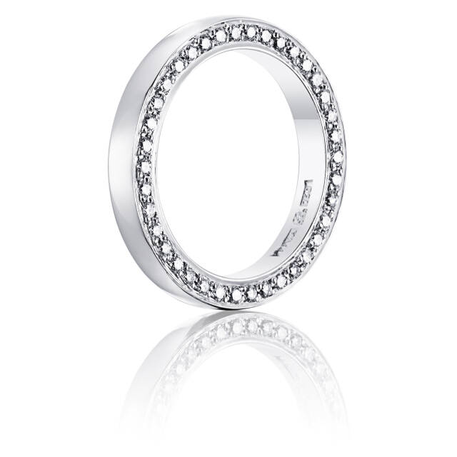 Half Round & Stars On Side Ring Hvidguld