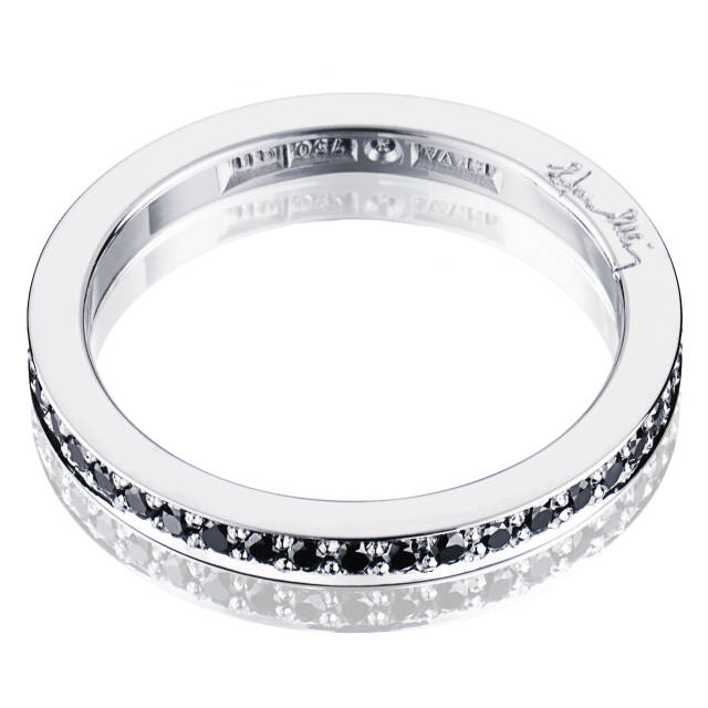 Stars & Signature In Black Thin Ring Hvidguld