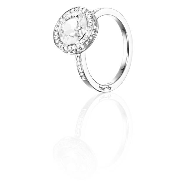 Halo - Crystal Quartz Ring Hvidguld