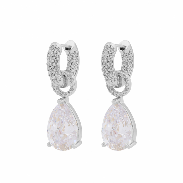 Naomi stone drop pendant ear Silver