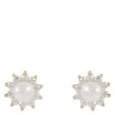 Line pearl Earrings Gold