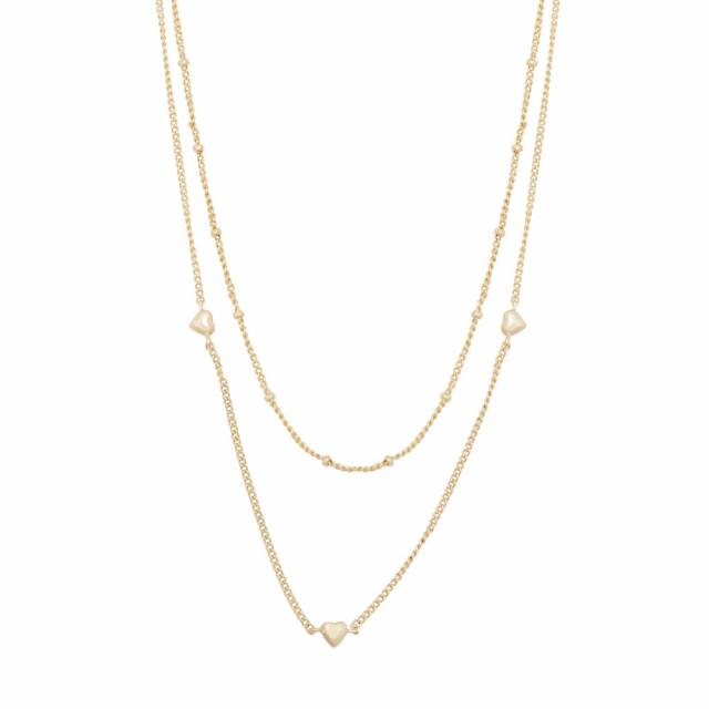 Lovely double chain neck 40 plain gold - 40 cm
