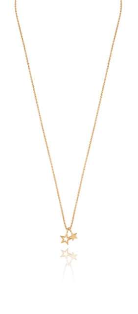 Double star pendant Halskæde Guld 42-47 cm