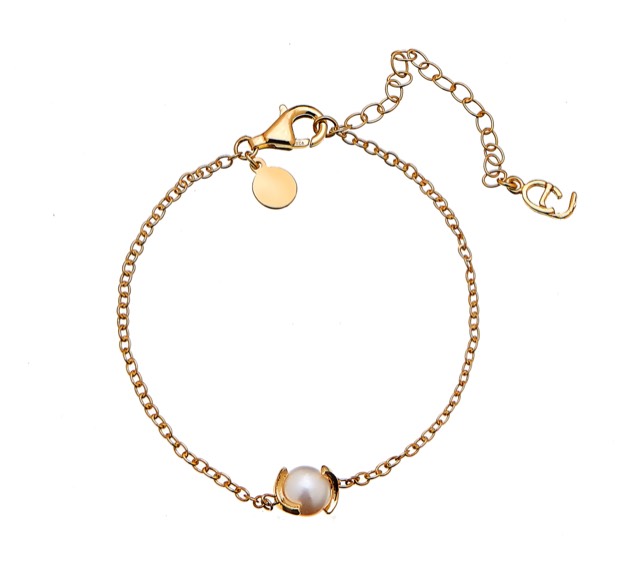 Pearl chain braclet guld