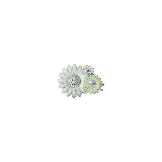 DAISY HAIR CLIP Sølv GREEN ENAMEL
