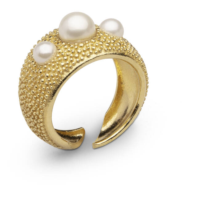 Pearl bubble ring guld