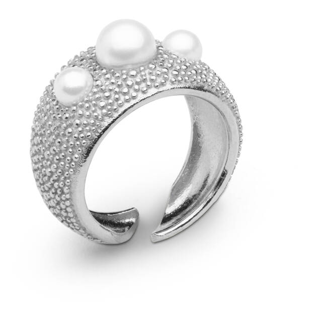 Pearl bubble ring Sølv