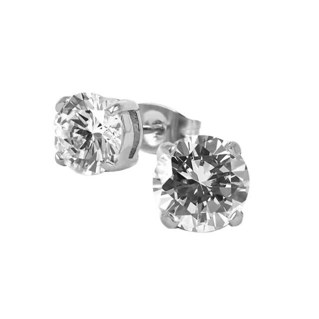 IDA 7 mm Øreringe Stål/Kristal