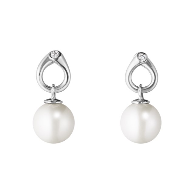 MAGIC Ørering Hvidguld PEARL Diamant 0.04 CT