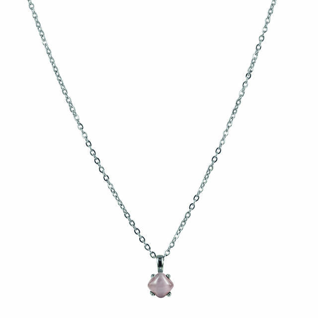 VICTORIA Long Halskæde Stål/Rosa