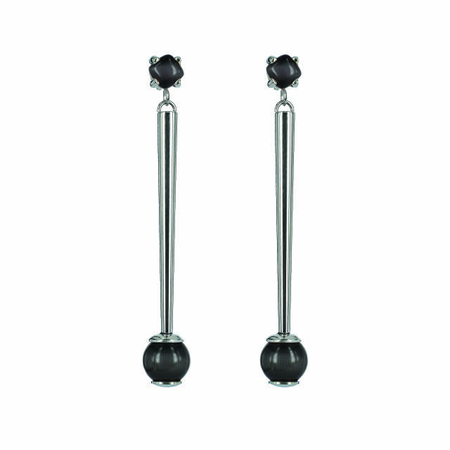 VICTORIA Long Øreringe Stål/Gray