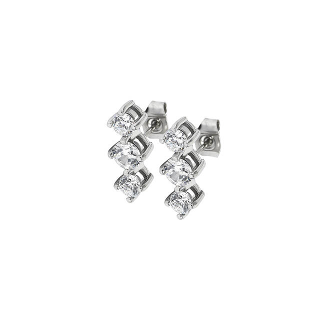 IDA Tripple Øreringe Stål/Krystal