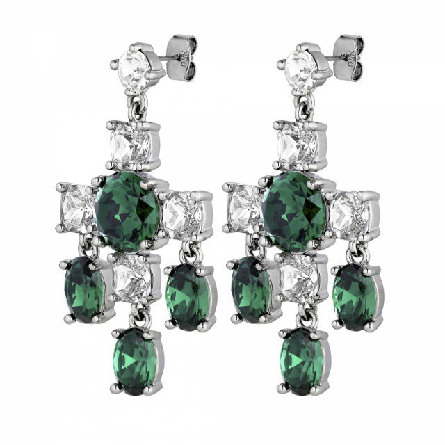 LEONORA Sølv EMERALD GREEN / CRYSTAL Ørering
