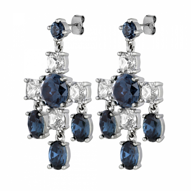 LEONORA Sølv ROYAL BLUE / CRYSTAL Ørering