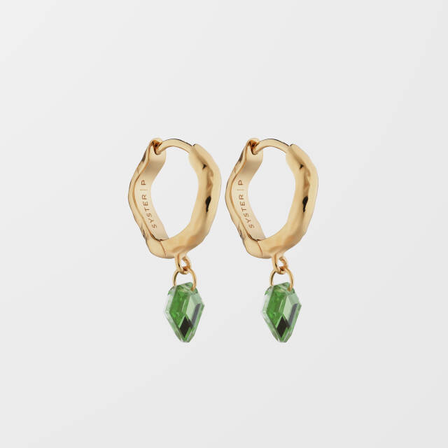 Diamona Green Quartz Ørering Gold