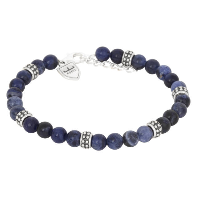 Sølv/beadsArmbånd Lapis Lazur. 19,5+3cm
