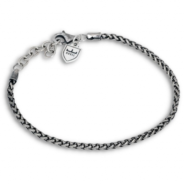 SilverBracelet Oxiderat flätat 19,5+3cm