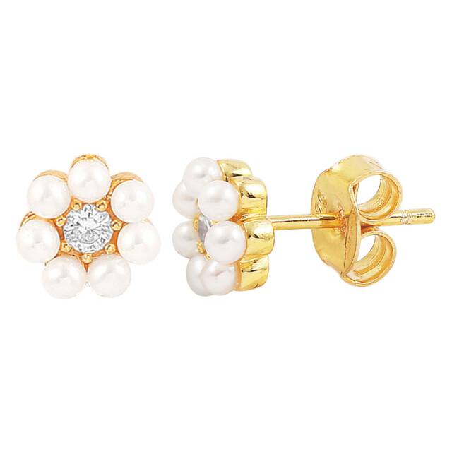 Aya flower pearl sticker Øreringe Guld