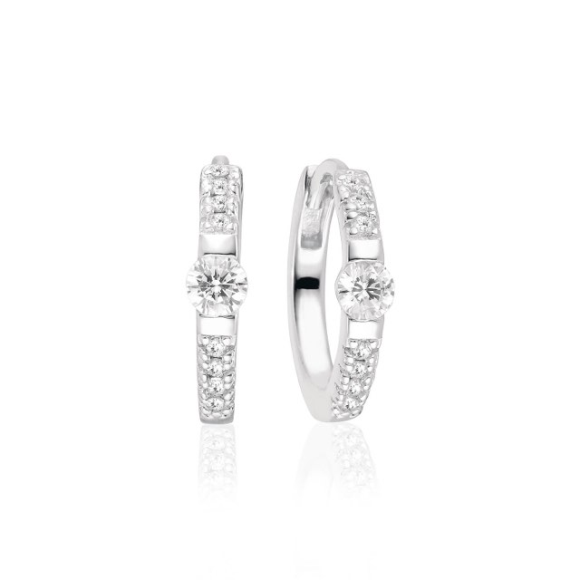 ELLERA UNO MEDIO EARring hvide Zirkoner (Sølv)