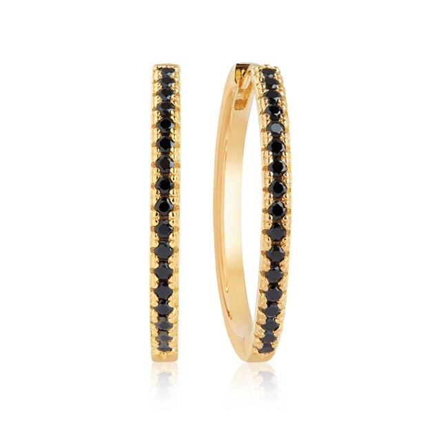 ELLERA X-GRANDE Ørering  sorte Zirkoner (guld)