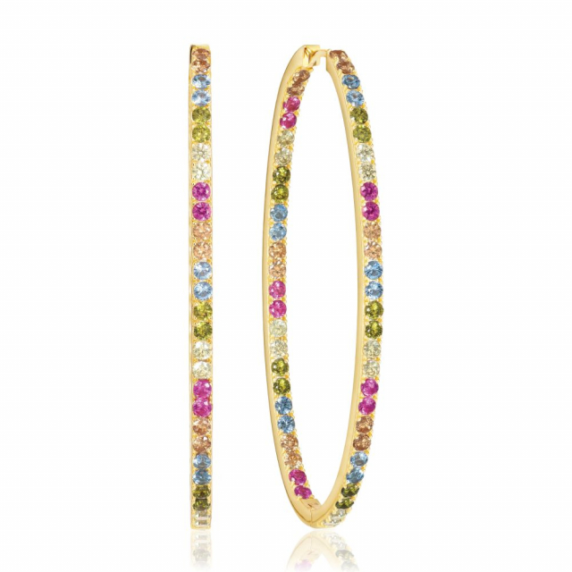 Ellisse Grande - 18k guldpläterade, med multifärgade zirkoner Ørering