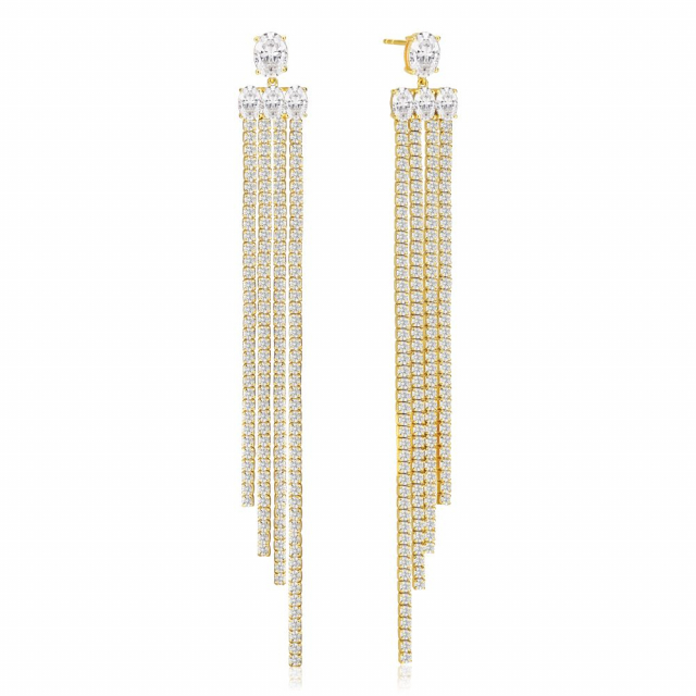 Ellisse Lungo Grande - 18k guldpläterade, med vita zirkoner Ørering