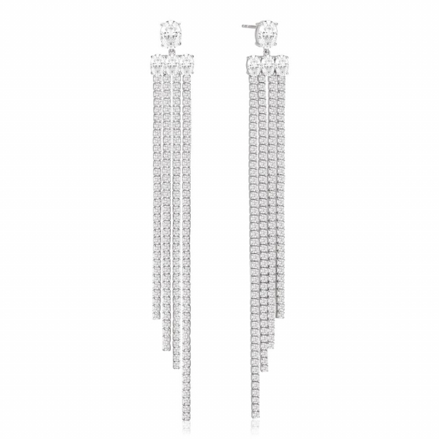 Ellisse Lungo Grande - med vita zirkoner Ørering