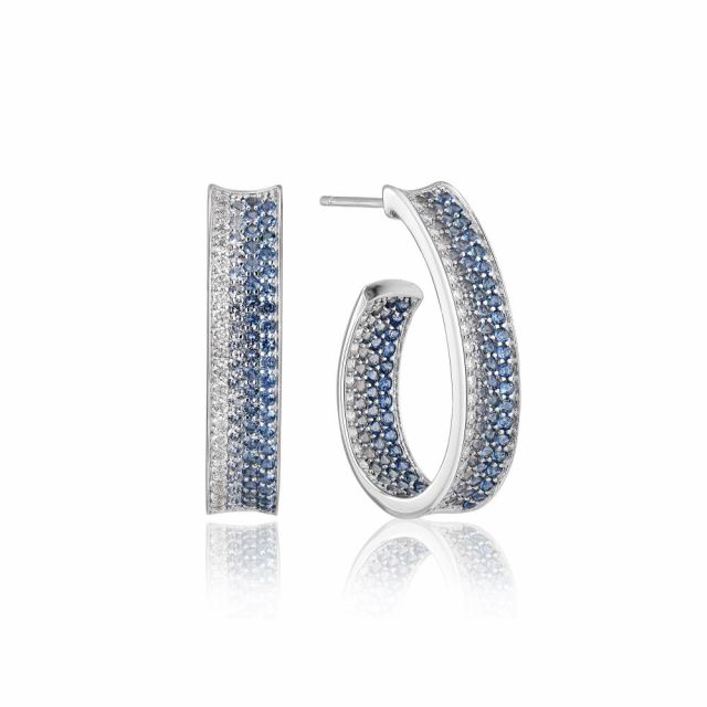 Feline Concavo - med  zirkoner i blå och vit gradient. Ørering