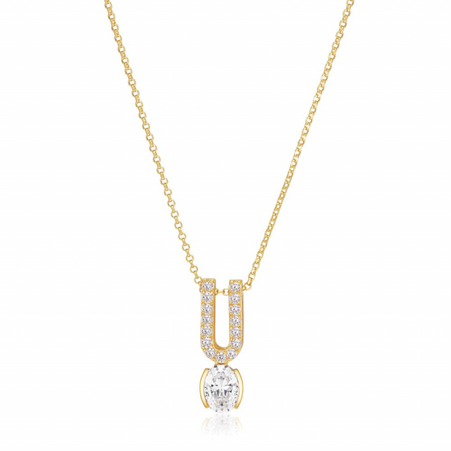 Ellisse Carezza ino - 18k guldpläterad, med vita zirkoner Halskæde