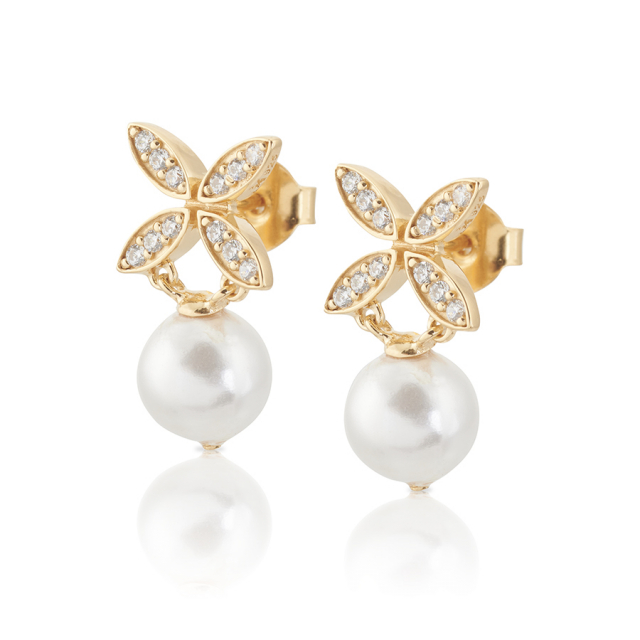 Ellipse mini pearl Earrings Gold