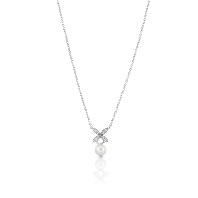 Ellipse mini pearl Necklace Silver