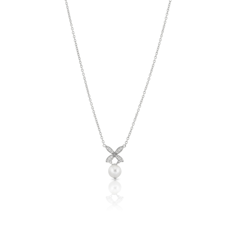 Ellipse mini pearl Necklace Silver i gruppen Halskæde / Sølvhalskæde hos SCANDINAVIAN JEWELRY DESIGN (s243)