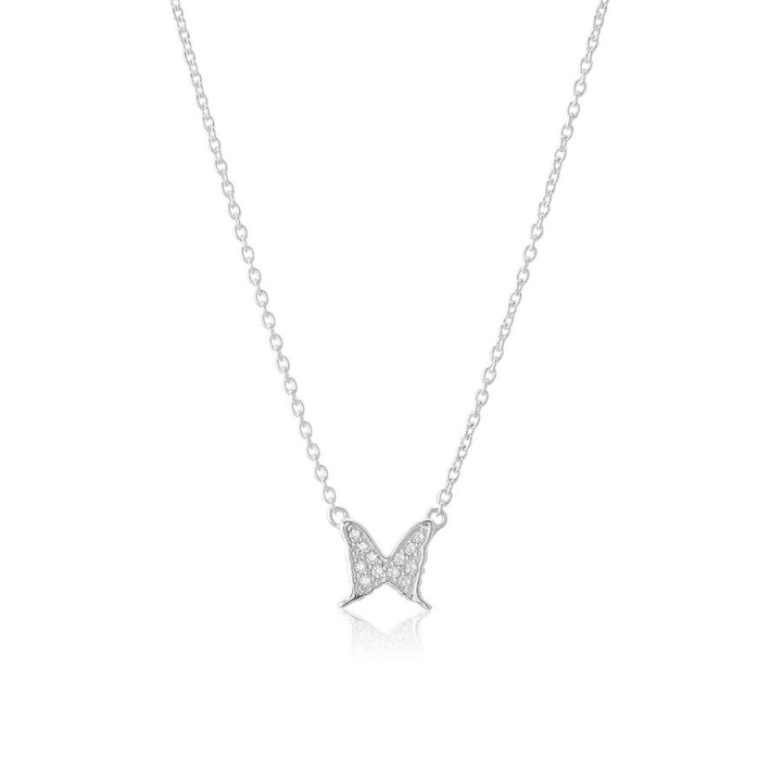 Petite papillion sparkling Necklace Silver i gruppen Halskæde / Sølvhalskæde hos SCANDINAVIAN JEWELRY DESIGN (s316CG)